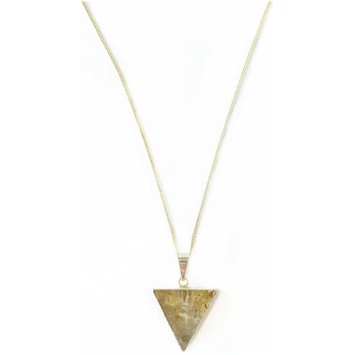 Crystal and Sage Zitrin Dreieck Halskette, vergoldet