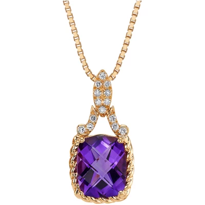 Eppi Goldene Kette mit Amethyst und synthetischen Diamanten Oliwia