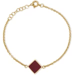 KAALEE jewelry Armkettchen Gold mit buntem Kork | 18k Vergoldet | Anhänger Quadrat