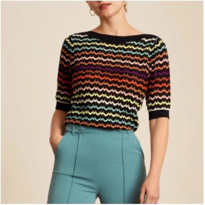 King Louie Kurzarmpullover "Audrey Bell Sleeve Top Mirror"