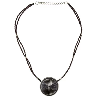 Mambu Design Upcycling Halskette - Linear Arrow - Straußeneischmuck