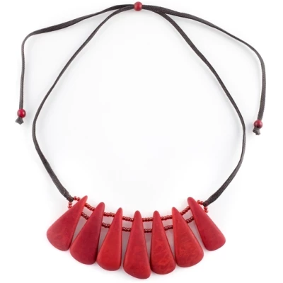 Mekhada Tagua Kette "Lollipop", Länge verstellbar bis ca. 65 cm, Satinband, Steinnuß (Naturprodukt), Fairtrade