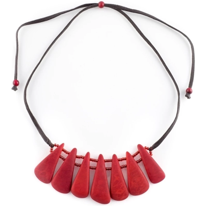 Mekhada Tagua Kette "Lollipop", Länge verstellbar bis ca. 65 cm, Satinband, Steinnuß (Naturprodukt), Fairtrade