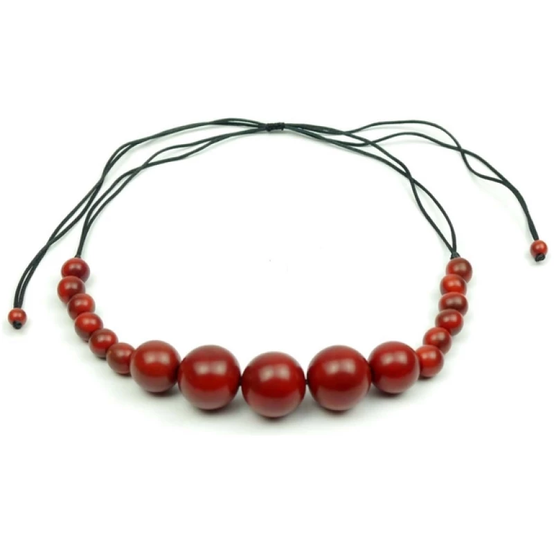 Mekhada Tagua Kette "Perlatik", Länge verstellbar bis ca. 75 cm, Satinband, Steinnuß (Naturprodukt), Fairtrade