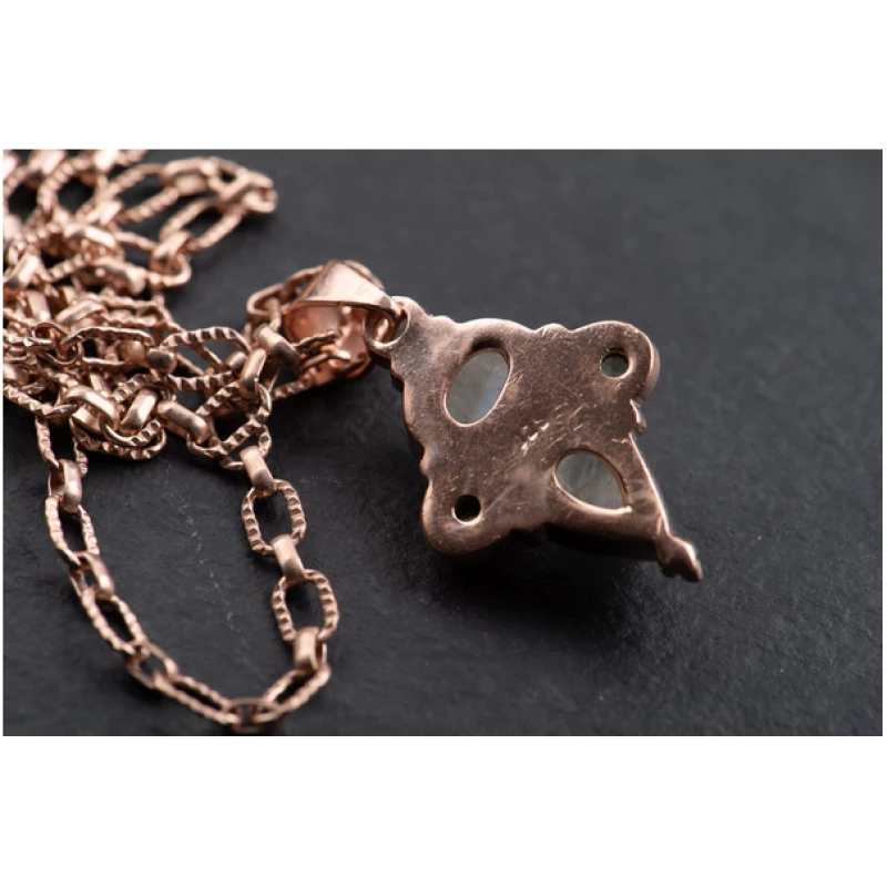 MishMish by WearPositive Vintage Unikat: Gliederkette Mondstein und Peridot, Roségold