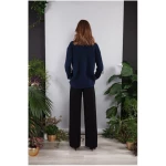 SinWeaver alternative fashion Strickpullover navy-blau oder schwarz mit Woll-Zöpfen handgemacht