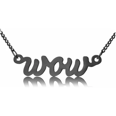 modabilé Halskette mit WOW-Schriftzug Anhänger 925 Sterling Silber (42cm +5cm)