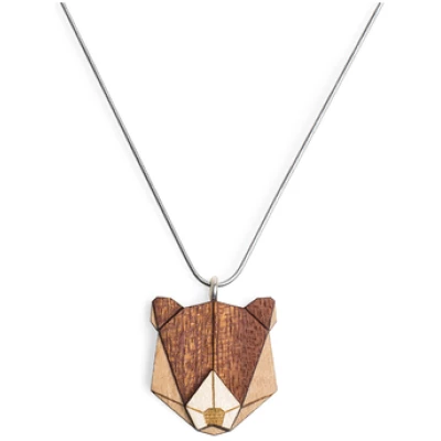 BeWooden Halskette Bear | Kette mit Anhänger aus Holz | Tier Motiv | Bear