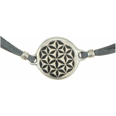 Mambu Design Upcycling Armband 2in1 - Flower of Life - Straußeneischmuck