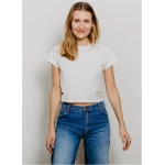 TAG THE TRUTH Cropped T-Shirt Ladies, Off-White - XS