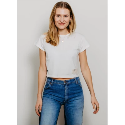 TAG THE TRUTH Cropped T-Shirt Ladies, Off-White - XS
