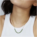 Feine Kette mit Perlen in Emerald Green mit Perlen in ca. 45 cm x 1,6 mm (inkl. 5 cm Verlängerungskette) von Elektropulli