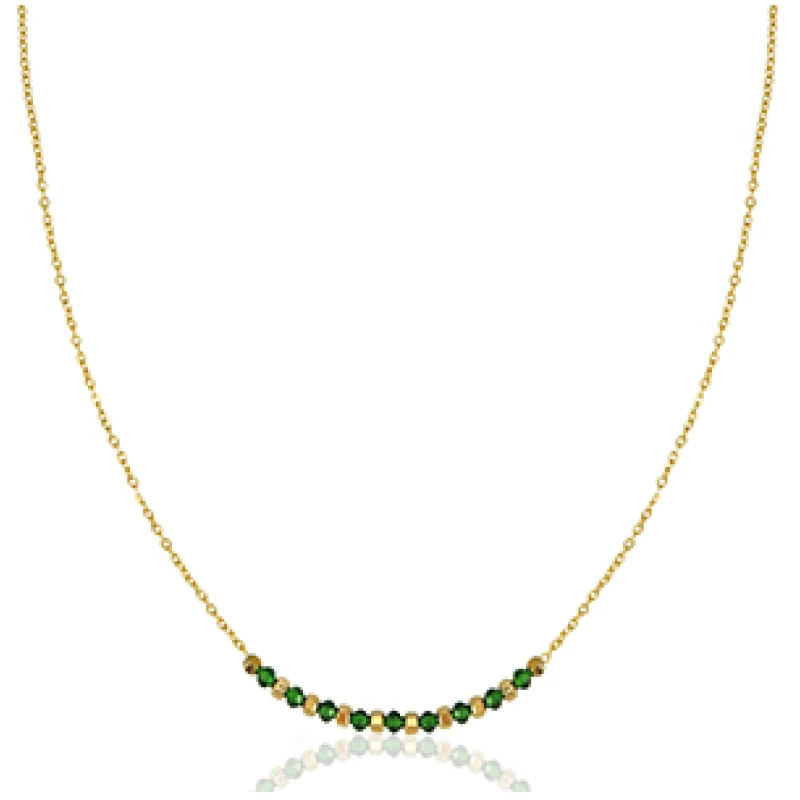 Feine Kette mit Perlen in Emerald Green mit Perlen in ca. 45 cm x 1,6 mm (inkl. 5 cm Verlängerungskette) von Elektropulli