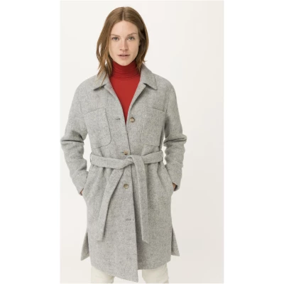 hessnatur Damen Mantel aus Schurwolle - grau - Größe L