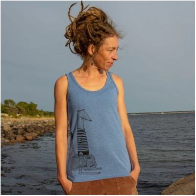 Cmig Damen Tank-Top Reisewiesel in mid heather blue