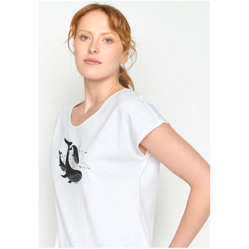 GREENBOMB Animal Flying Whale Cool - T-Shirt für Damen