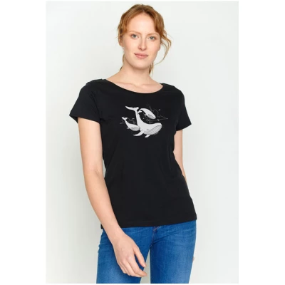 GREENBOMB Animal Flying Whale Loves - T-Shirt für Damen