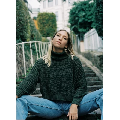 Penelope Turtleneck Knit Sweater - Forest Green