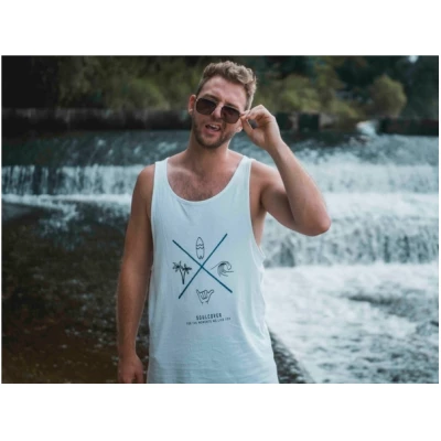 Soulcover Tank Tob Weiß BEACH VIBES TÄNK