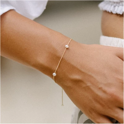 The Maisy Chain Pearl Bracelet - GOLD