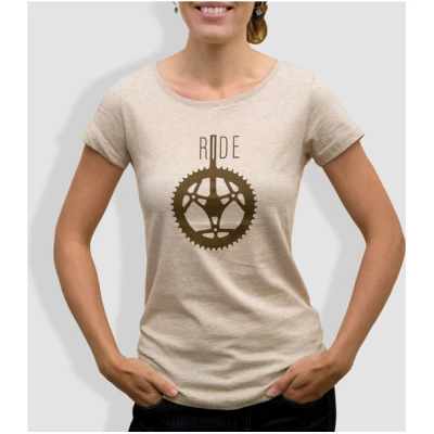 little kiwi Damen T-Shirt, "Ride", Mid Heather Beige