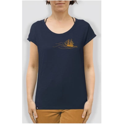 little kiwi Damen T-Shirt, "Rückenwind", Navy, locker geschnitten