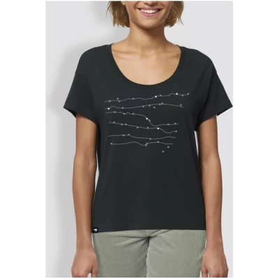 little kiwi Damen T-Shirt, "Sonate", Schwarz, locker geschnitten