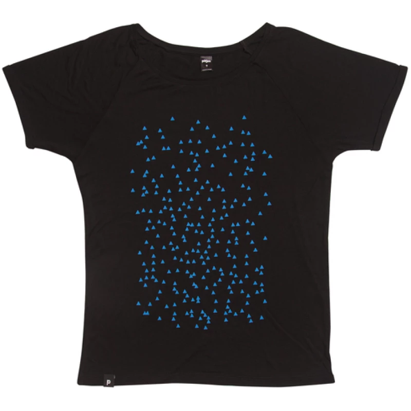 päfjes Blaue Dreiecke - Fair gehandeltes Modal Rolled Sleeve Frauen T-Shirt - Schwarz