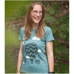 päfjes Heißluftballon & Wolken - Frauen T-Shirt - aus Baumwolle Bio - Slub Mint
