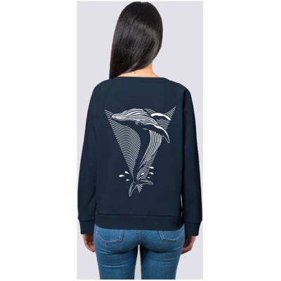 vis wear Whale, Frauen Premium Pullover, Sweatshirt aus Bio Baumwolle Wal Print