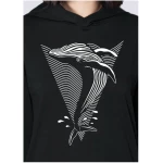 vis wear Whale, Leichter Damen Hoodie aus Bio Baumwolle, Kapuzensweat, Pullover Print Wal