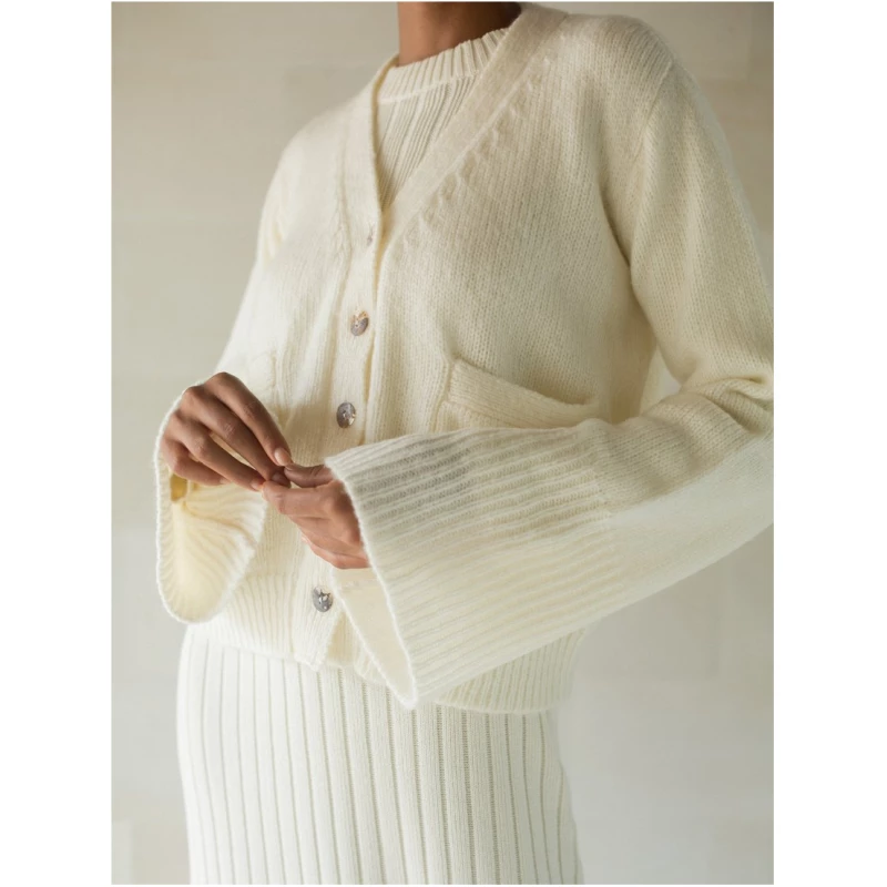 Iman Mohair Cardigan in Ivory