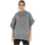 V-neck Poncho Sweater - Grey