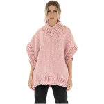 V-neck Poncho Sweater - Pink