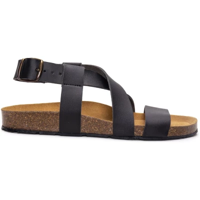 Ambro Black Vegan Criss-cross Slingback Sandals