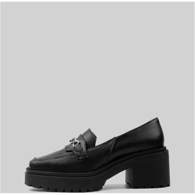 Squared Chunky Loafers Black vegan womens loafers shoes