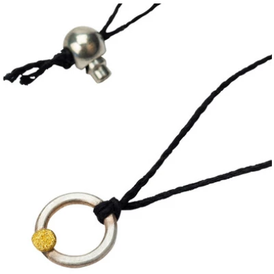 Halskette Silberring mit Flussgold-Ornament, silber
