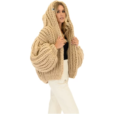 Hooded Chunky Cardigan - New Gold
