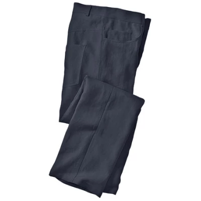 Leinenhose im 5-Pocket-Style, nachtblau