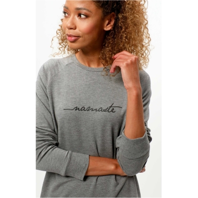 OGNX Lounge Sweater. Damen Yoga Sweatshirt mit Namaste Print, grau Gr. XS-XL, 100% Bio Tencel. Nachhaltige Yoga Kleidung