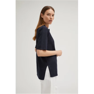 The Linen Cotton Short Sleeve Shirt - Blue Navy