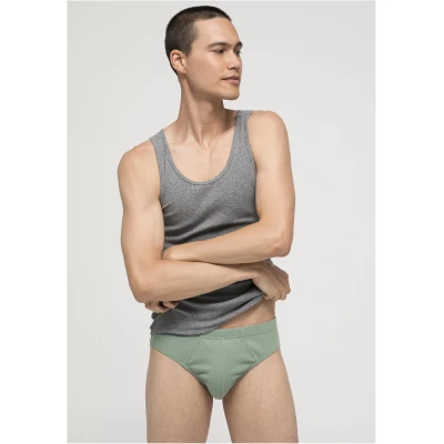 hessnatur Herren Slip PureDAILY im 2er Set aus Bio-Baumwolle - grün - Größe 4