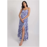 Floral Strappy Maxi Dress - Blue