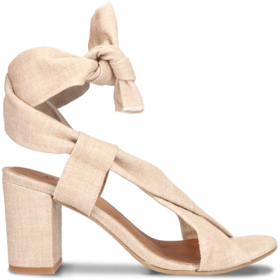 Violet Beige Vegan High-heeled Sandals With a Knot