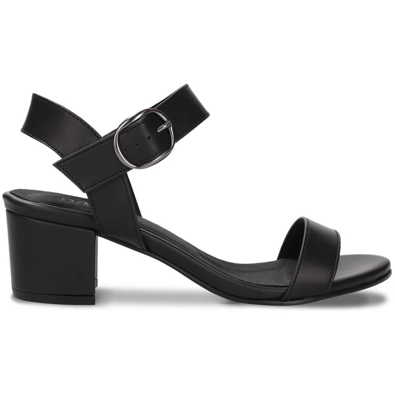Zinnia Black Vegan Heeled Sandals With Straps