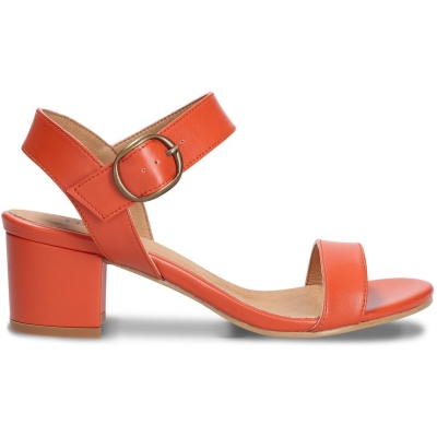 Zinnia Orange Vegan Heeled Sandals With Straps