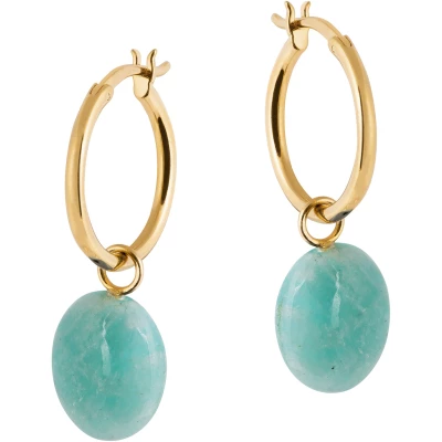 Eden Gold Hoop Earrings With Amazonite Charm