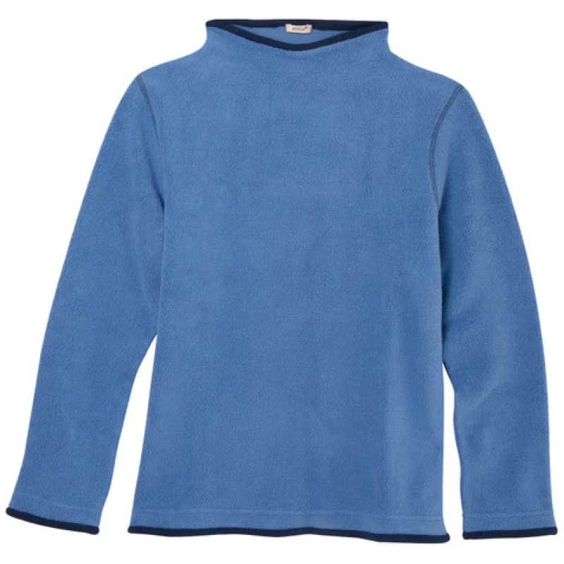 Fleecepullover mit Vulkankragen aus Bio-Baumwolle, jeansblau/nachtblau