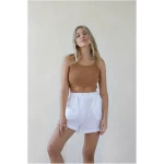 High Waist Linen Shorts White - Gabrielle