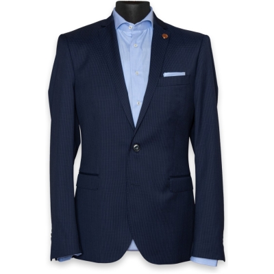 Leeds Anzug-Jacket Mini Check Navy